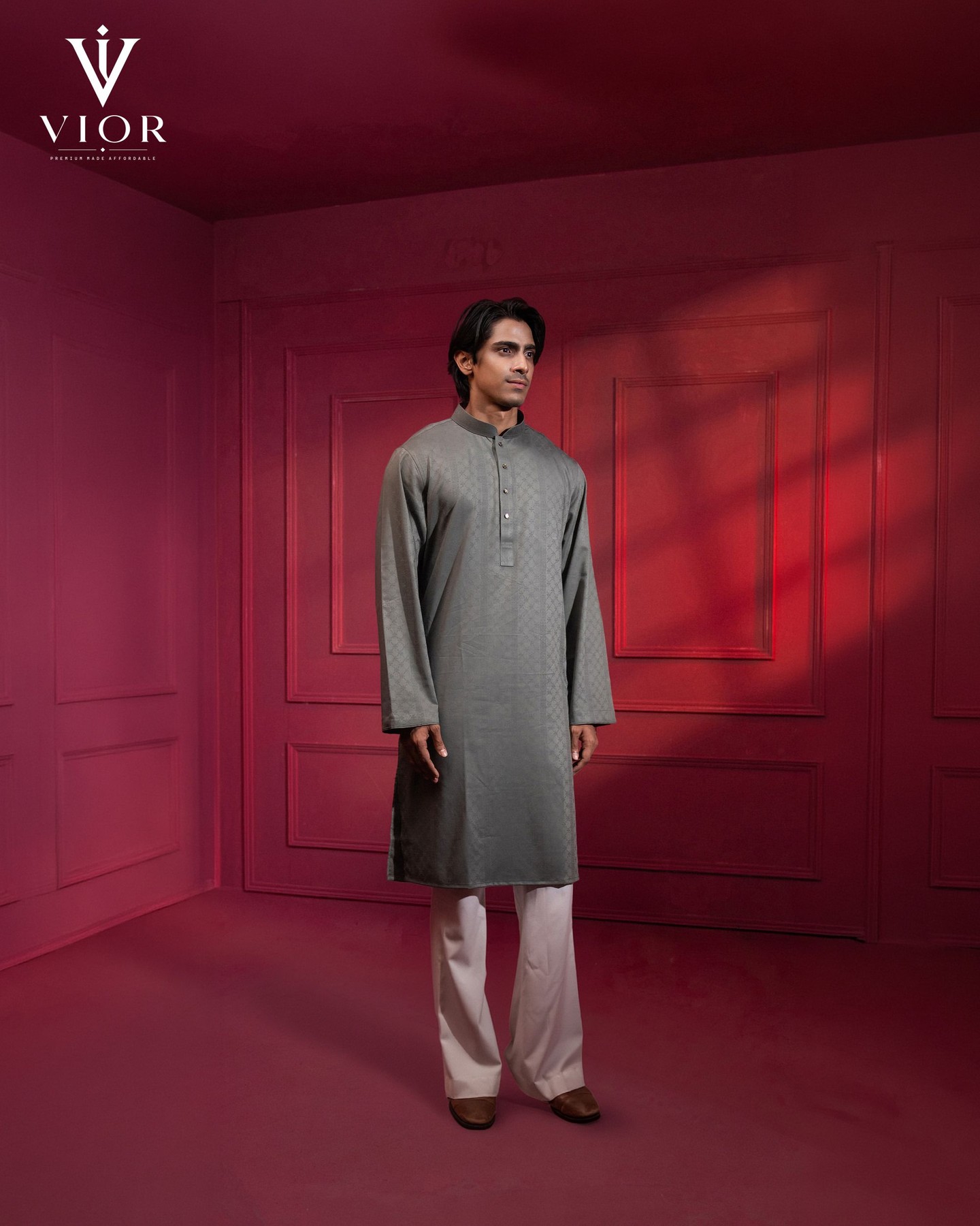 Olive Green Jacquard Panjabi