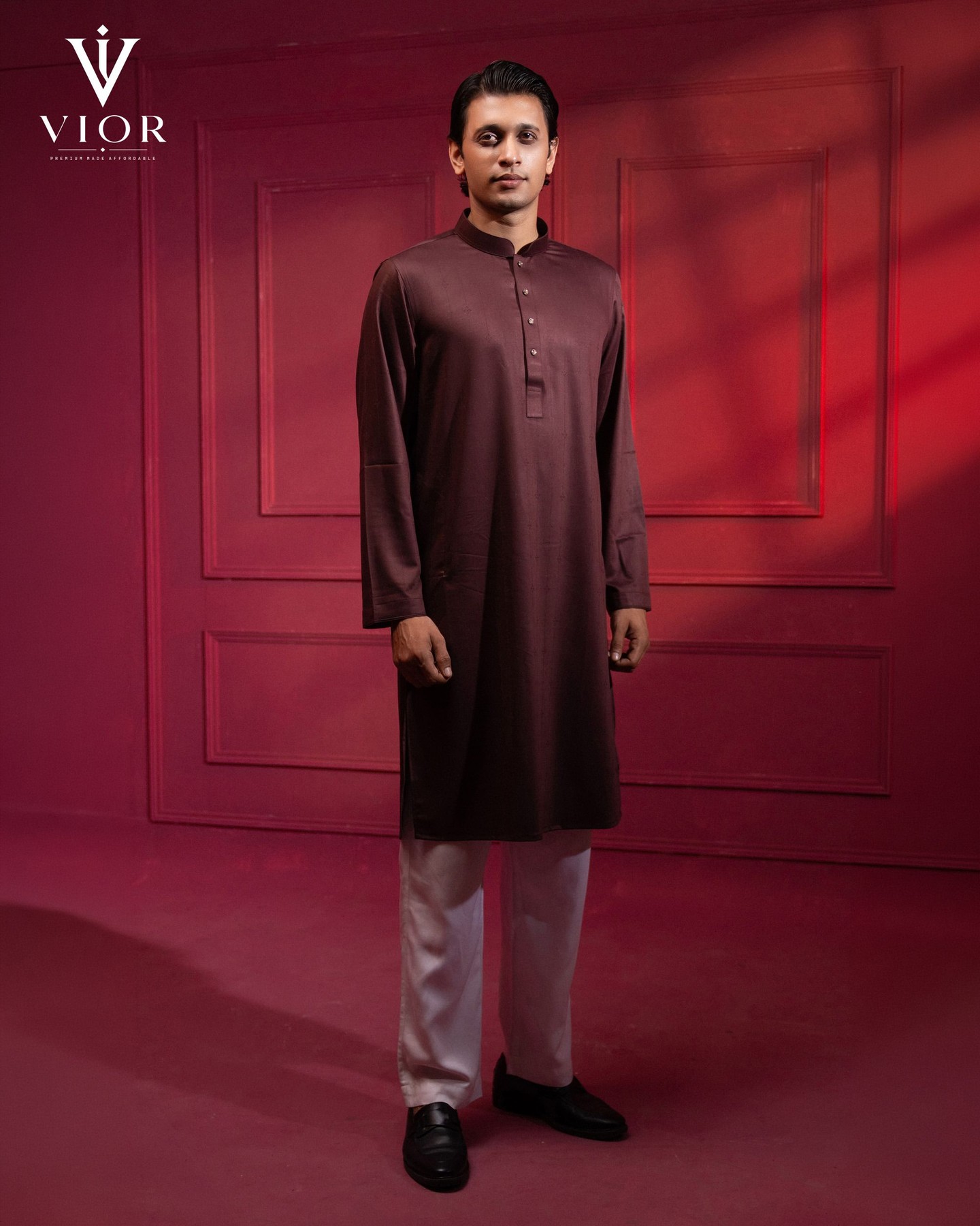 Burgundy Brown Jacquard Panjabi
