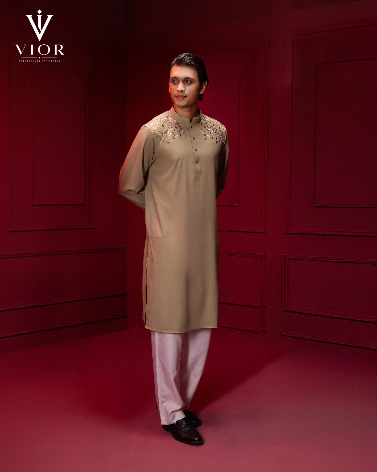 Khaki Olive Embroidered Panjabi
