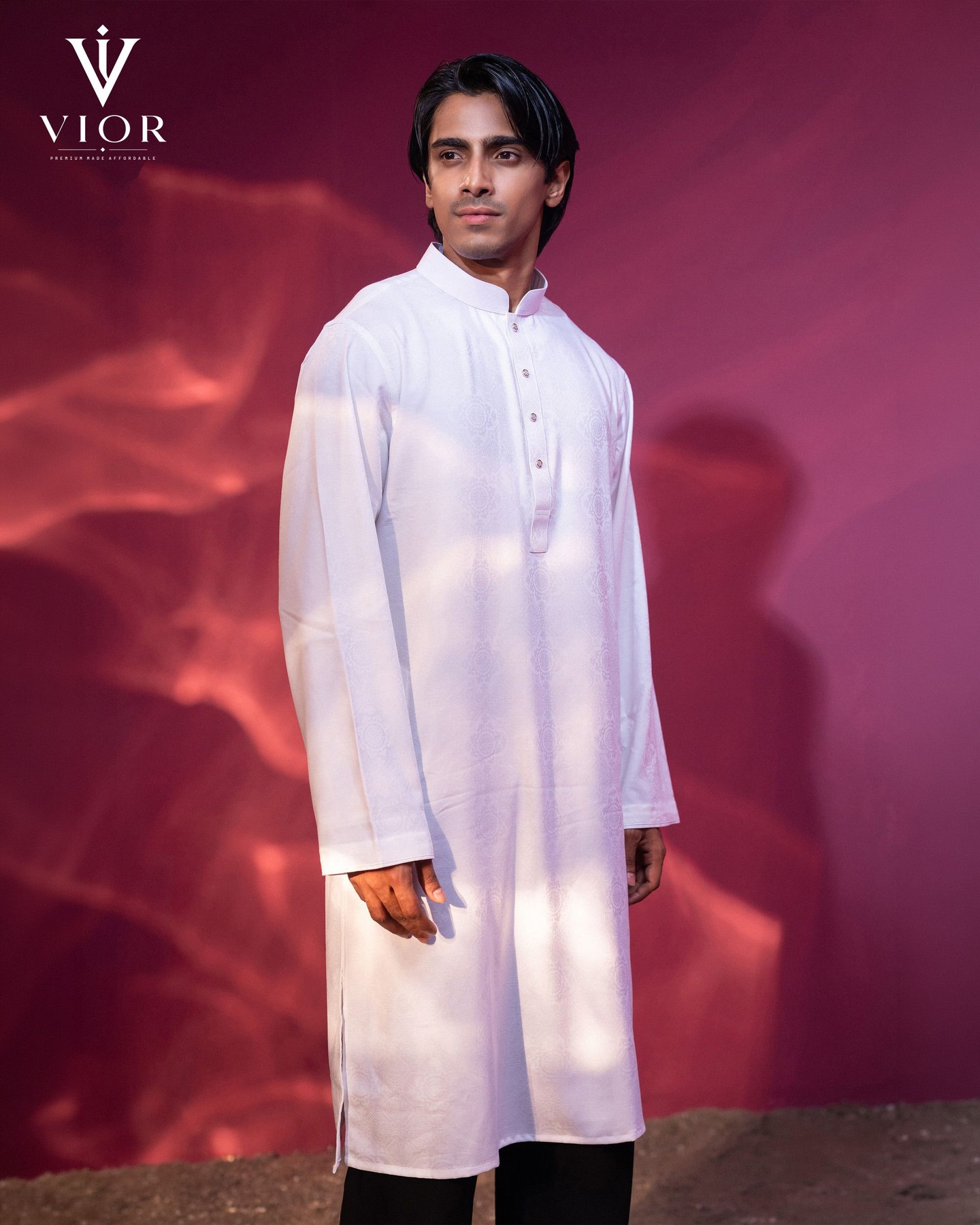 Ivory White Jacquard Panjabi