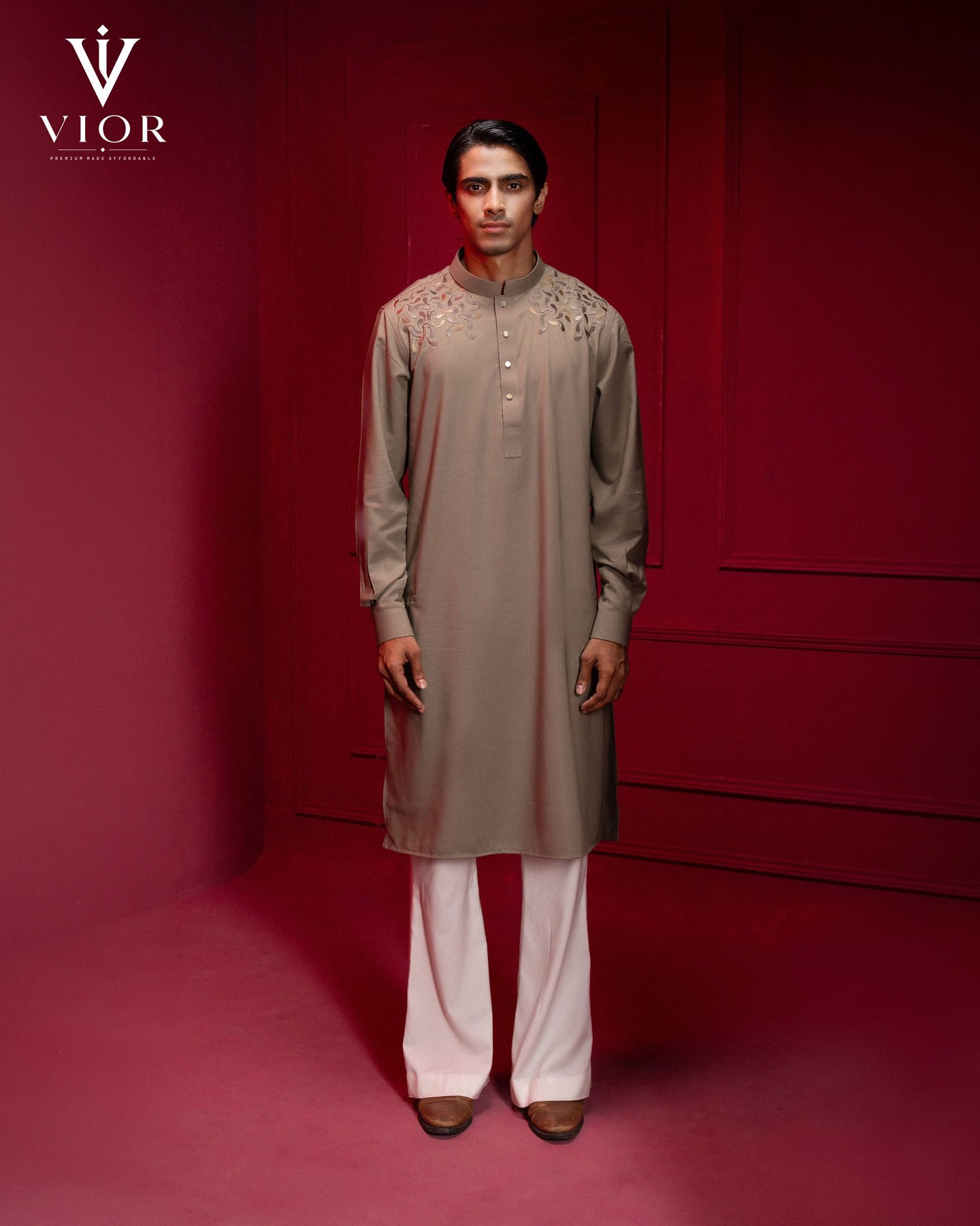 Moss Olive Embroidered Panjabi