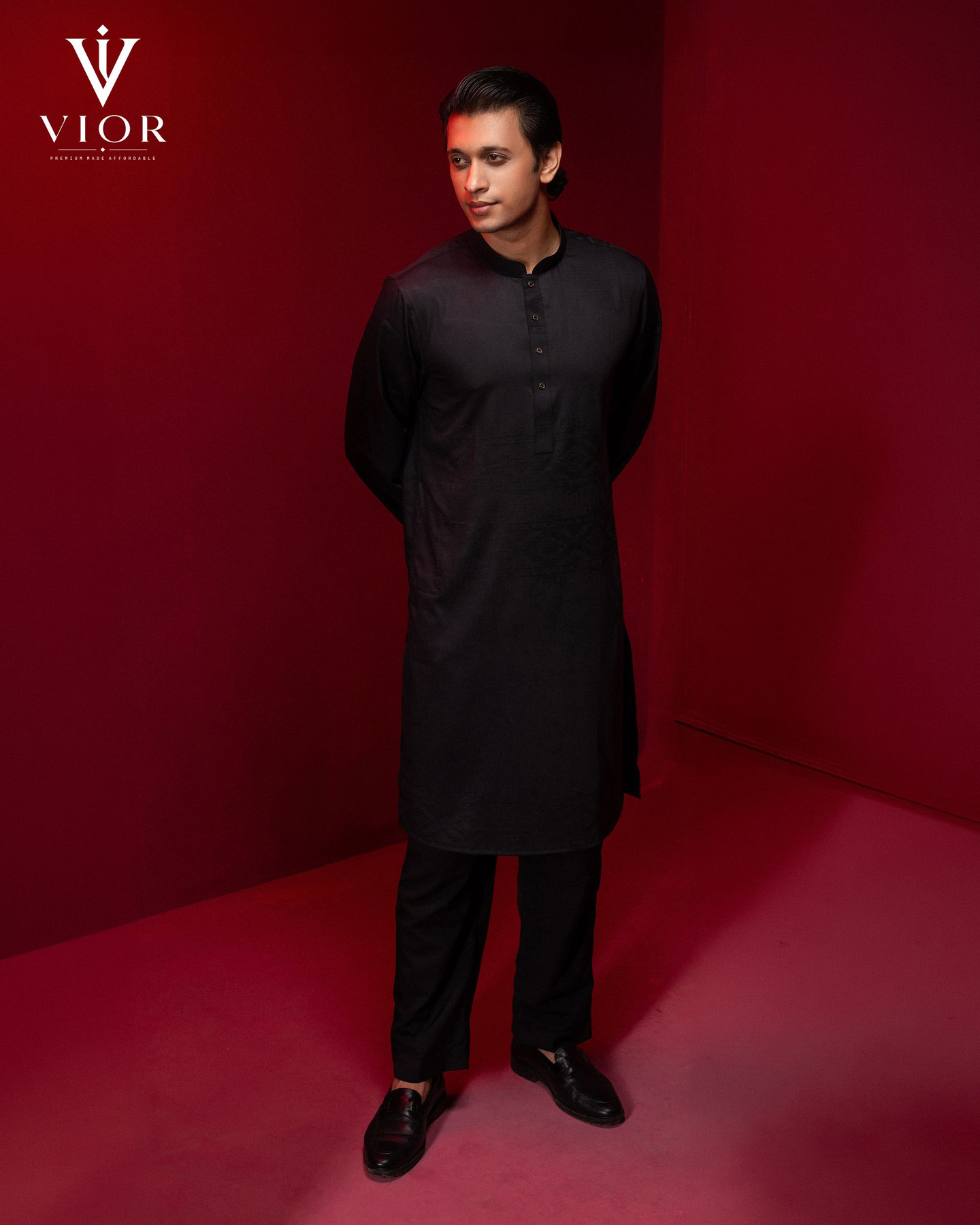 Jet Black Jacquard Panjabi
