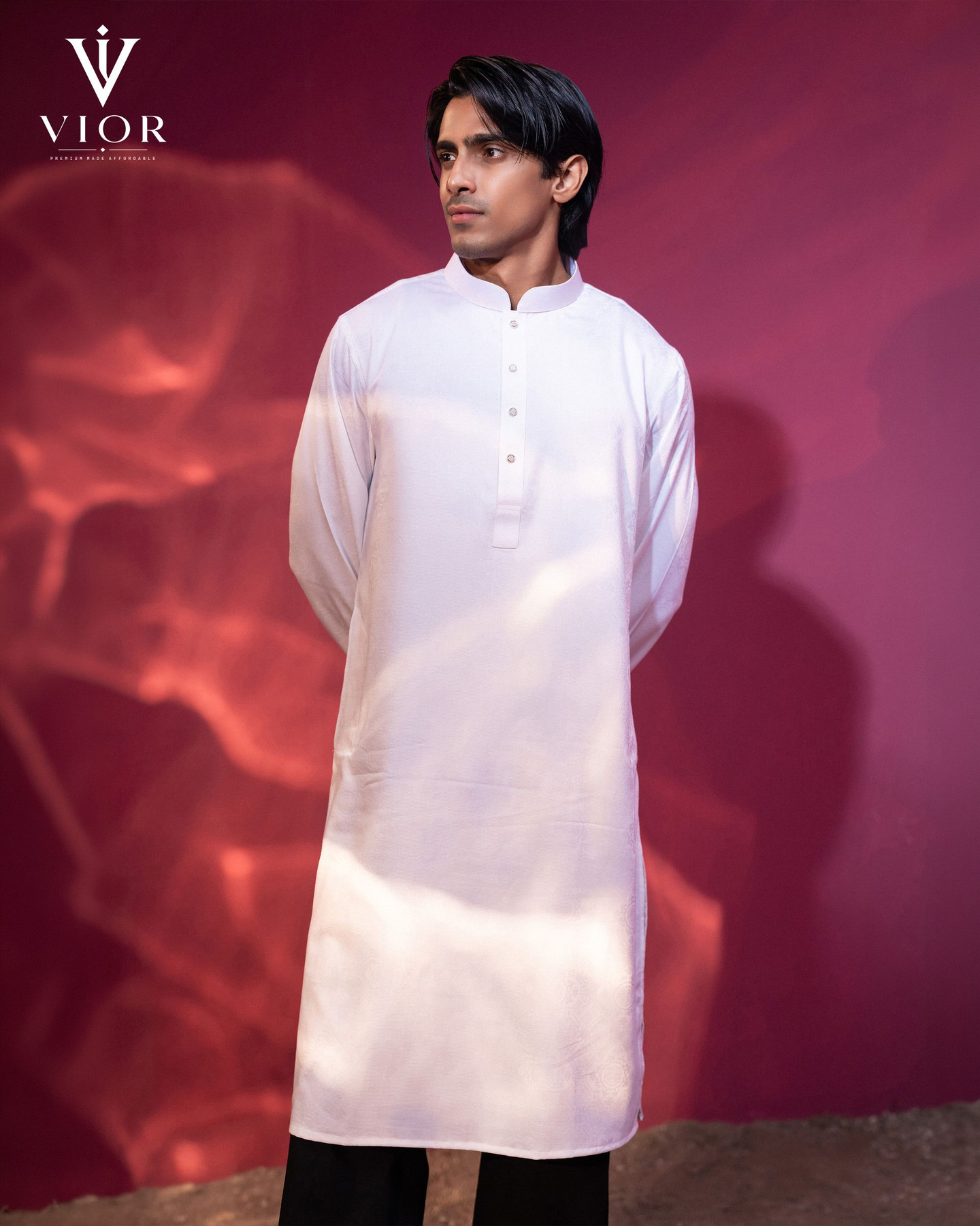 Ivory White Jacquard Panjabi