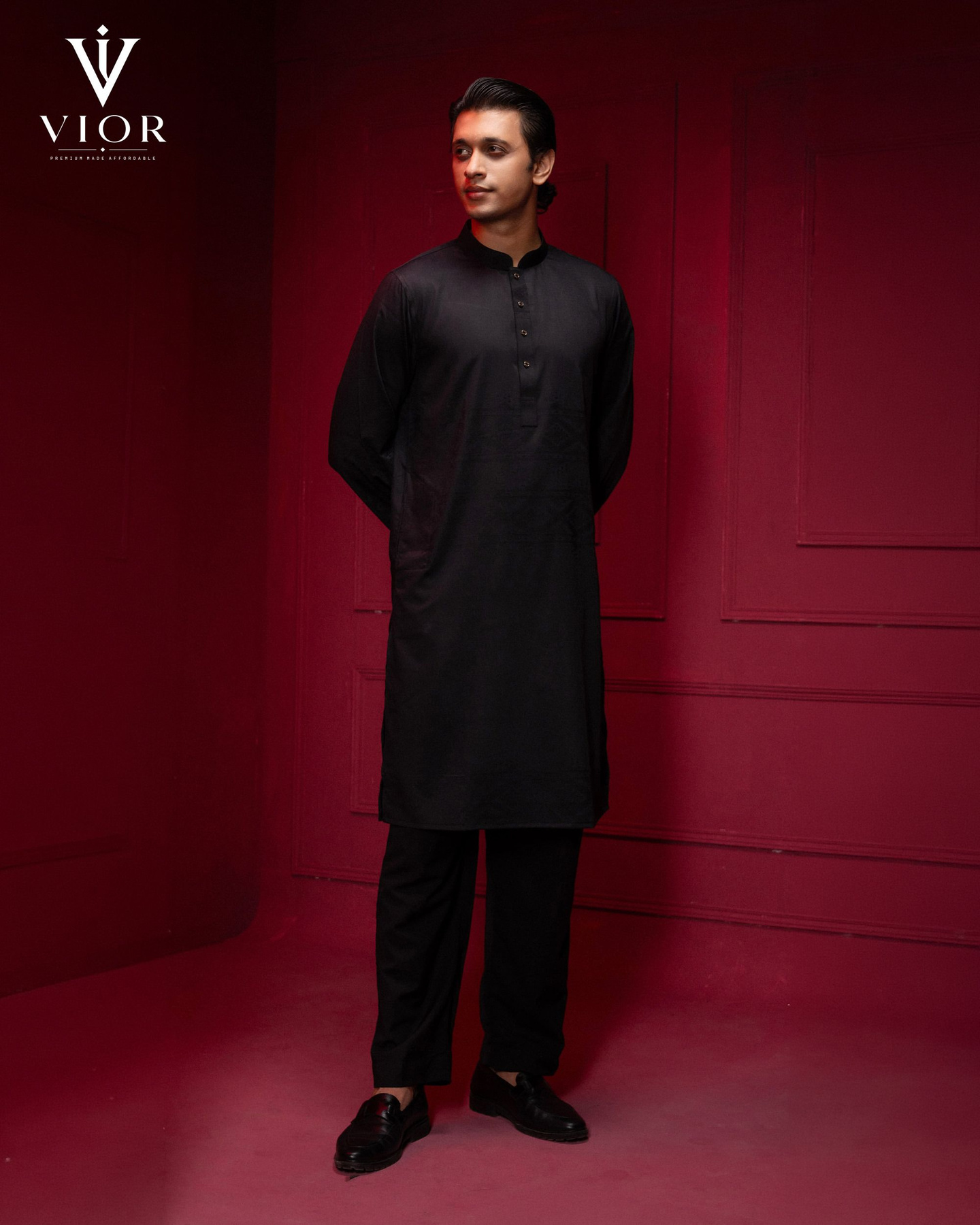 Jet Black Jacquard Panjabi