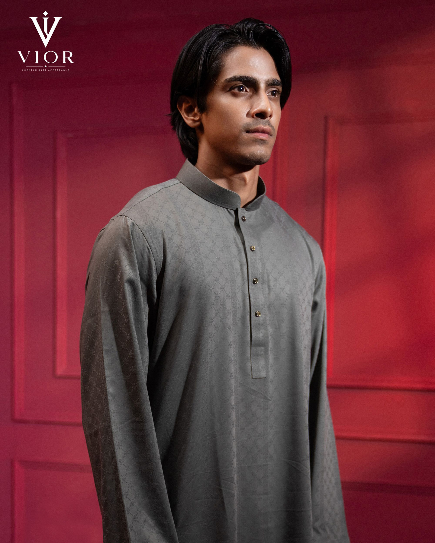 Olive Green Jacquard Panjabi