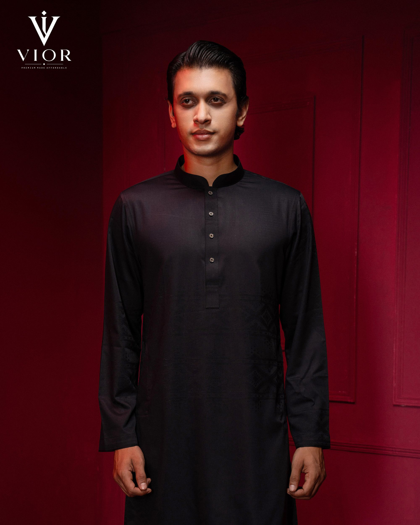Jet Black Jacquard Panjabi
