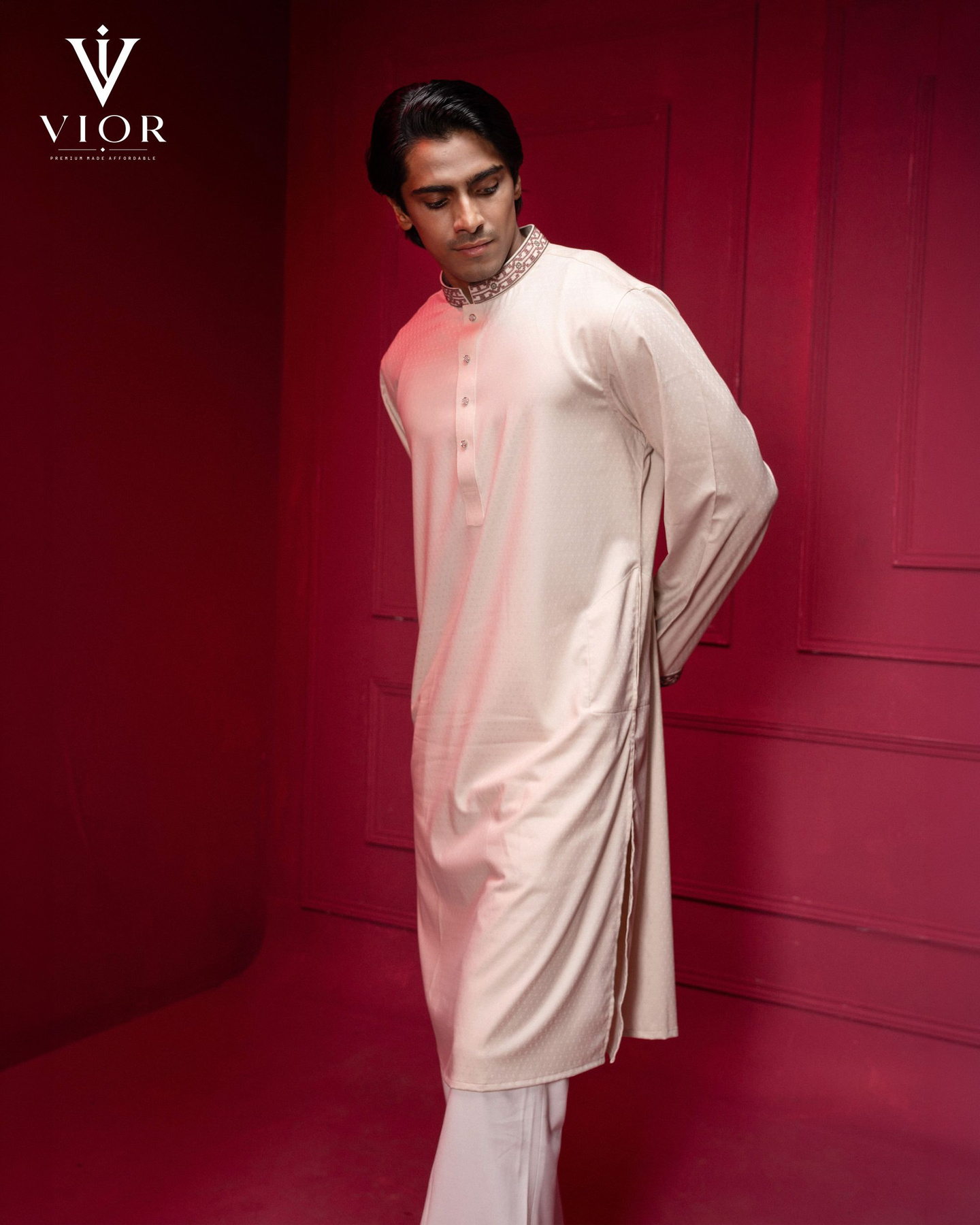 Champagne Beige Embroidered Panjabi
