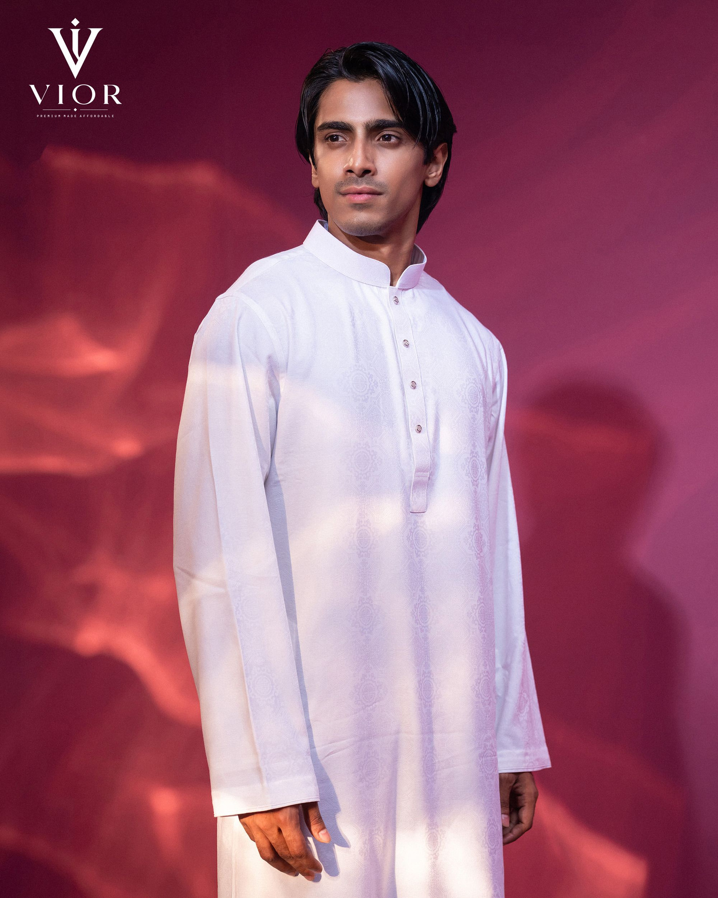Ivory White Jacquard Panjabi